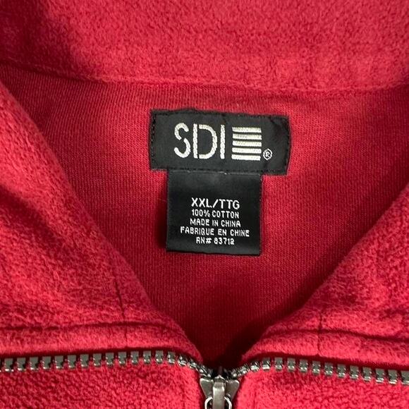 Vintage SDI Red Pullover Fleece Quarter-zip Sweater Size XXL - Picture 3 of 5